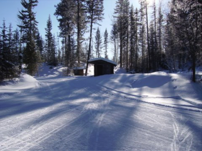 Shelters and outhouses along various trails