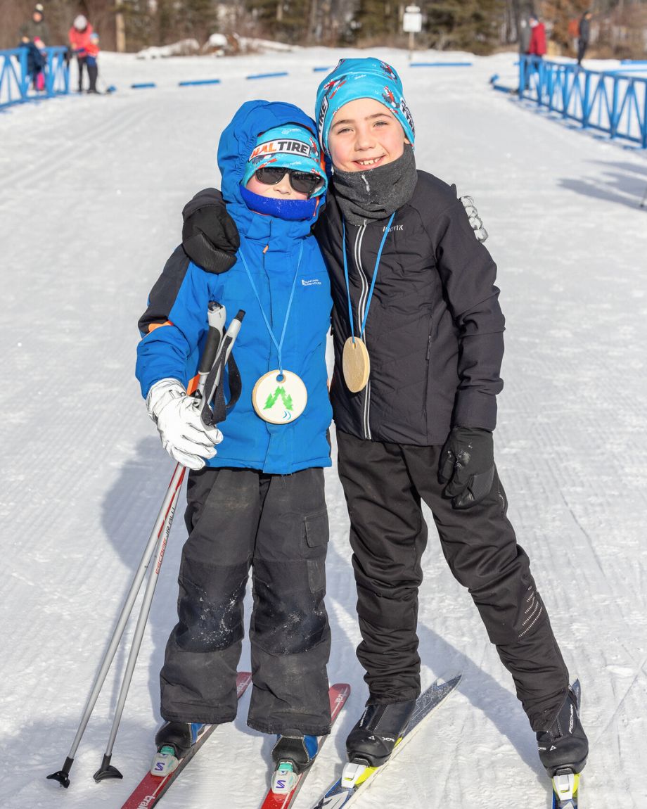 Two members of the Jack Rabbits ski group.